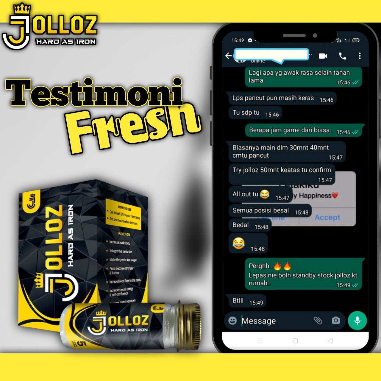 Testimoni pelanggan JOLLOZ 30