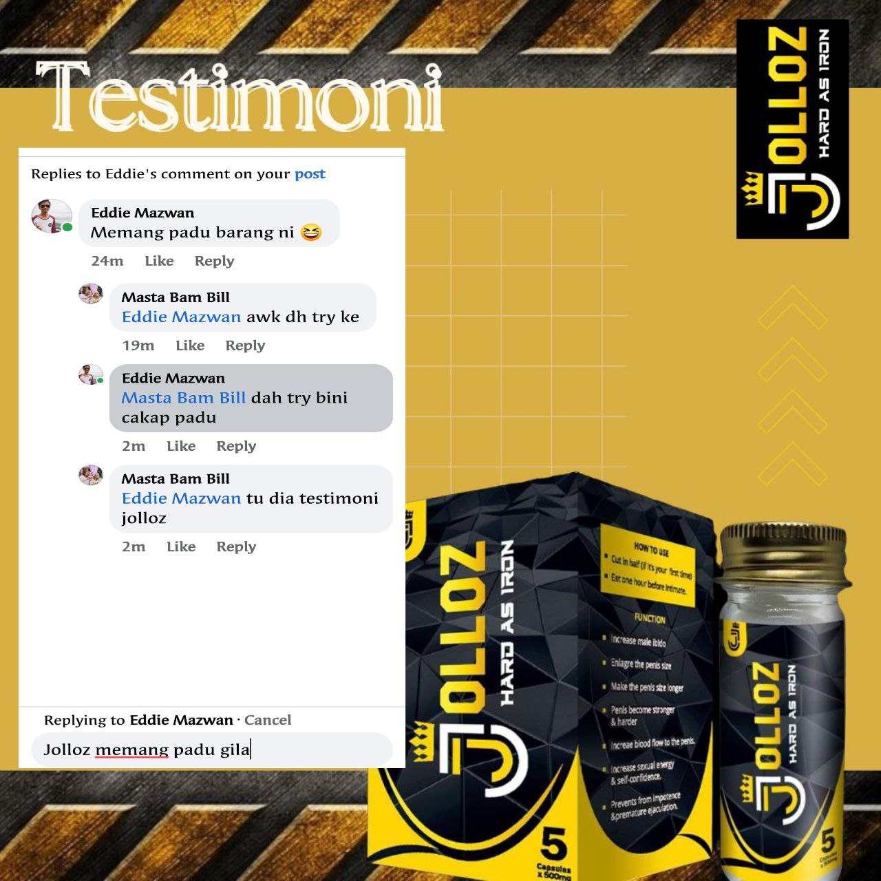 Testimoni pelanggan JOLLOZ 38