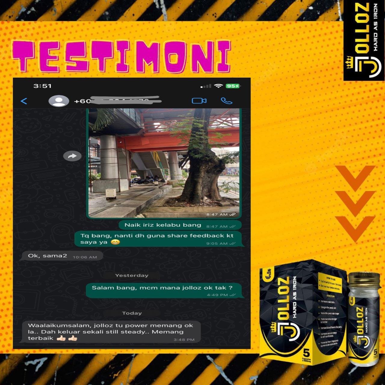 Testimoni pelanggan JOLLOZ 42