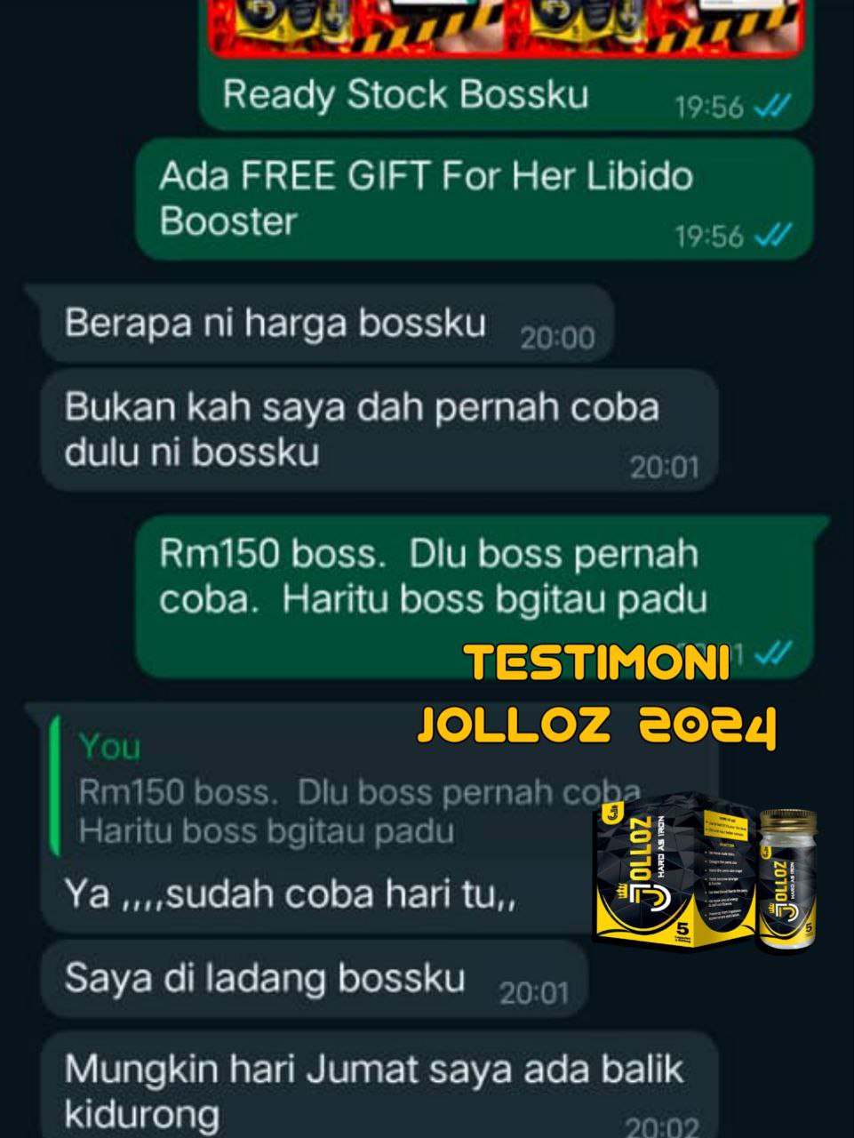 Testimoni pelanggan JOLLOZ 70