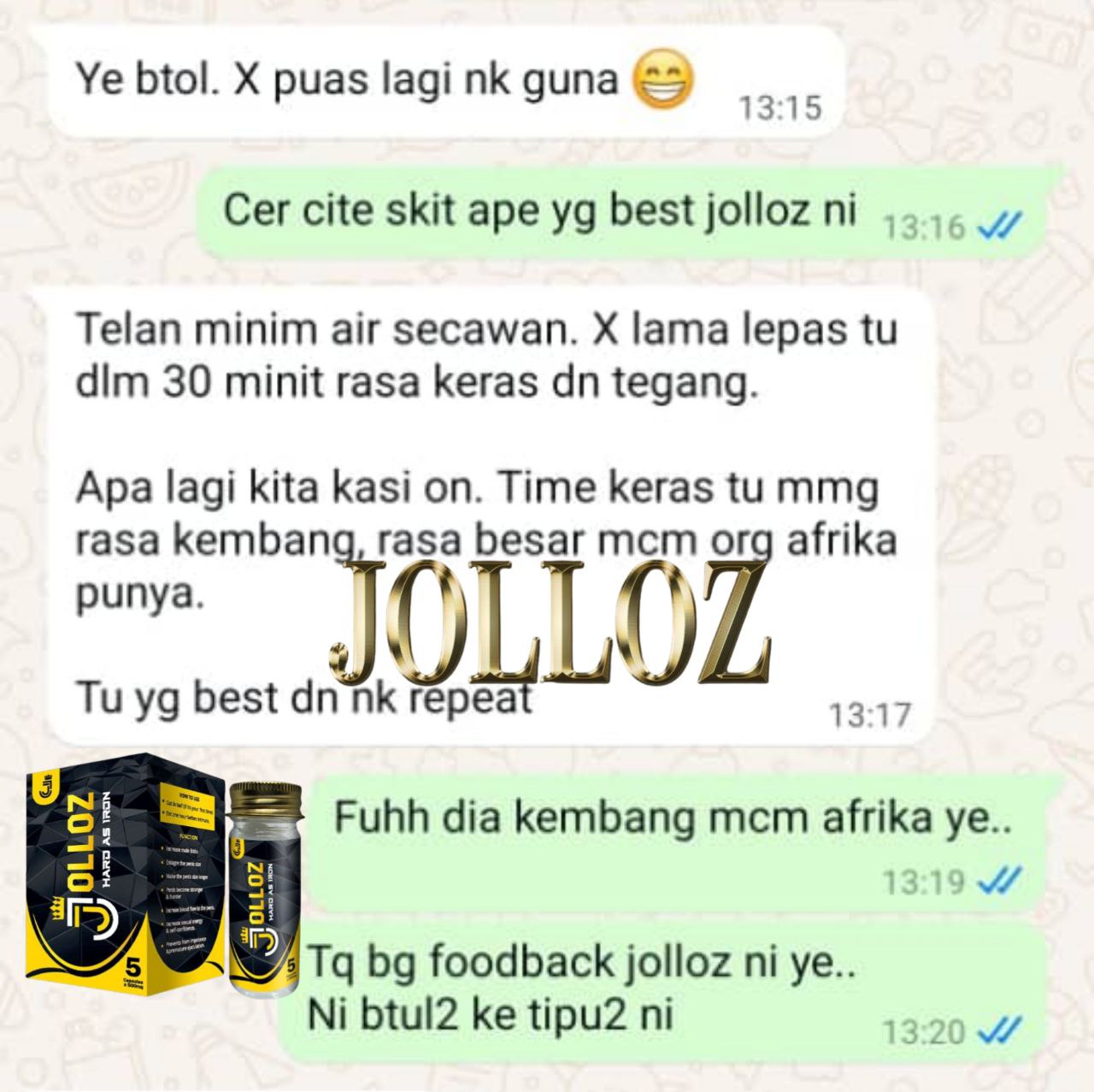 Testimoni pelanggan JOLLOZ 74