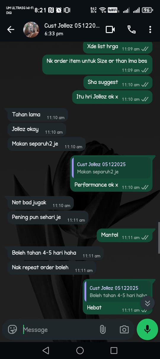 Testimoni pelanggan JOLLOZ 78